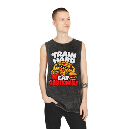 Train Hard Eat Questionably – Stonewash Tank