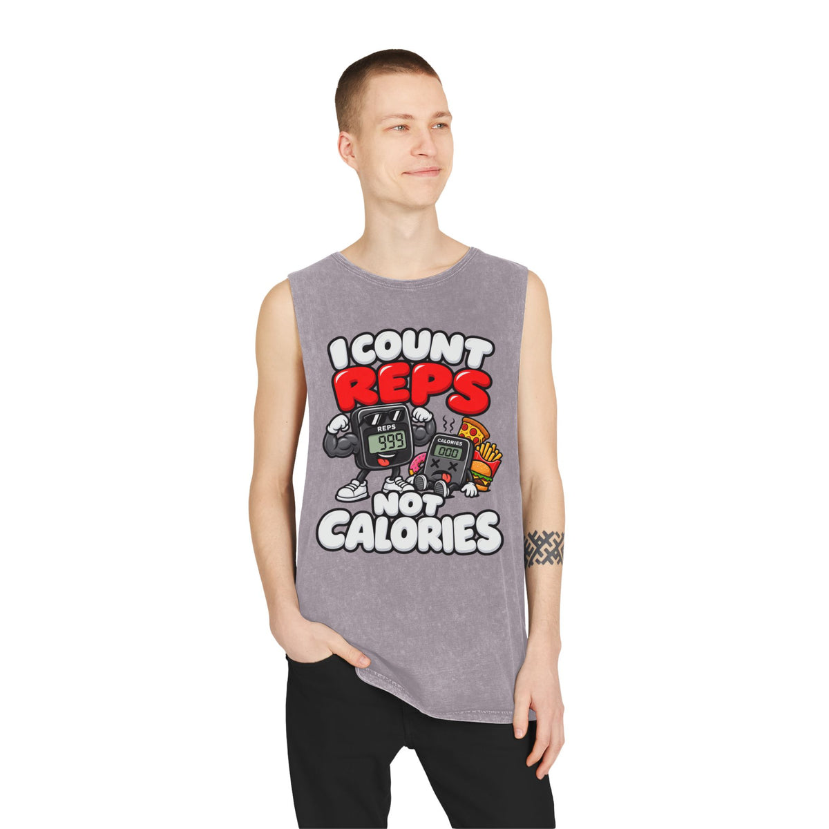 I Count Reps Not Calories – Stonewash Tank
