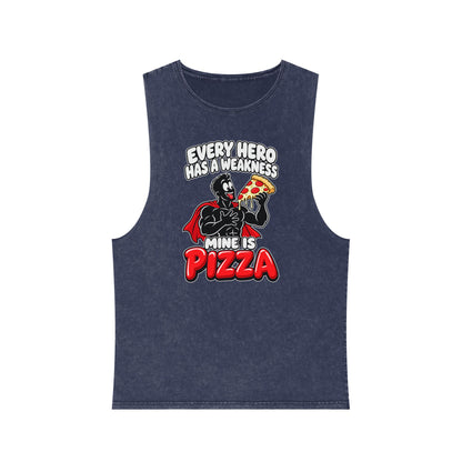 Every Hero Has a Weakness: Pizza – Stonewash Tank