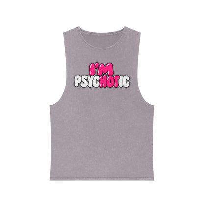 I’m Psychotic – Pink & White – Stonewash Tank