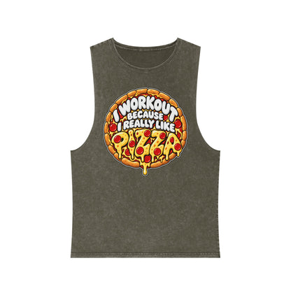 I Workout Because I Really Like Pizza – Stonewash Tank
