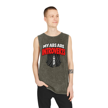 My Abs Are Introverts – Curtains – Stonewash Tank