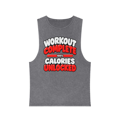 Workout Complete — Calories Unlocked – Stonewash Tank