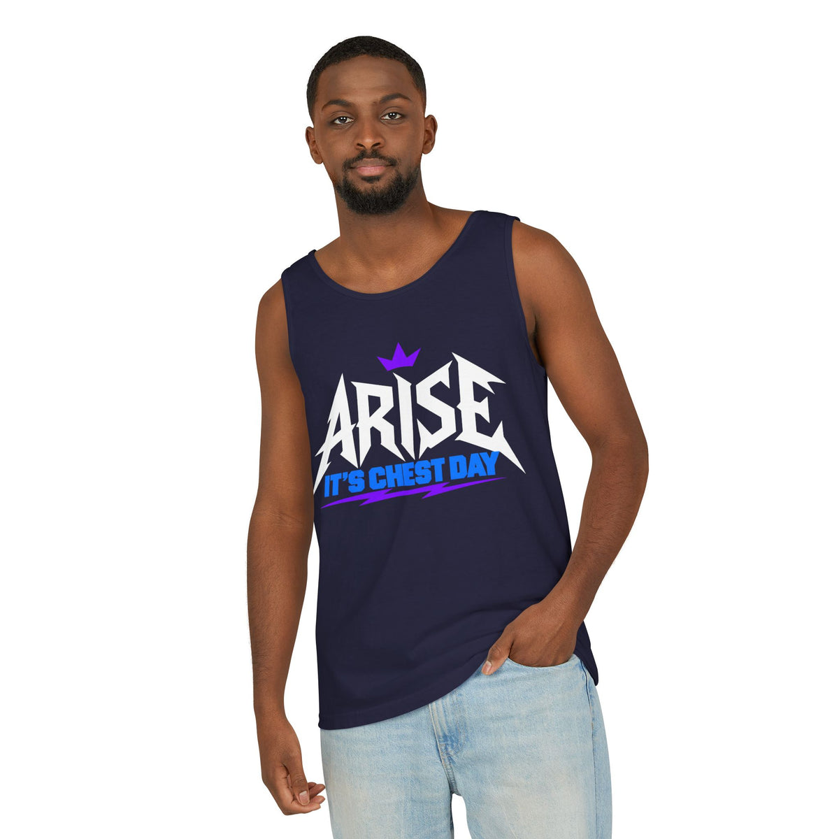 Arise, It’s Chest Day – Minimal Crown – Comfort Colors Garment-Dyed Tank