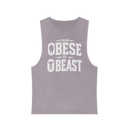 From Obese to Beast Stonewash Tank Top — Motivational Gym Workout Shirt