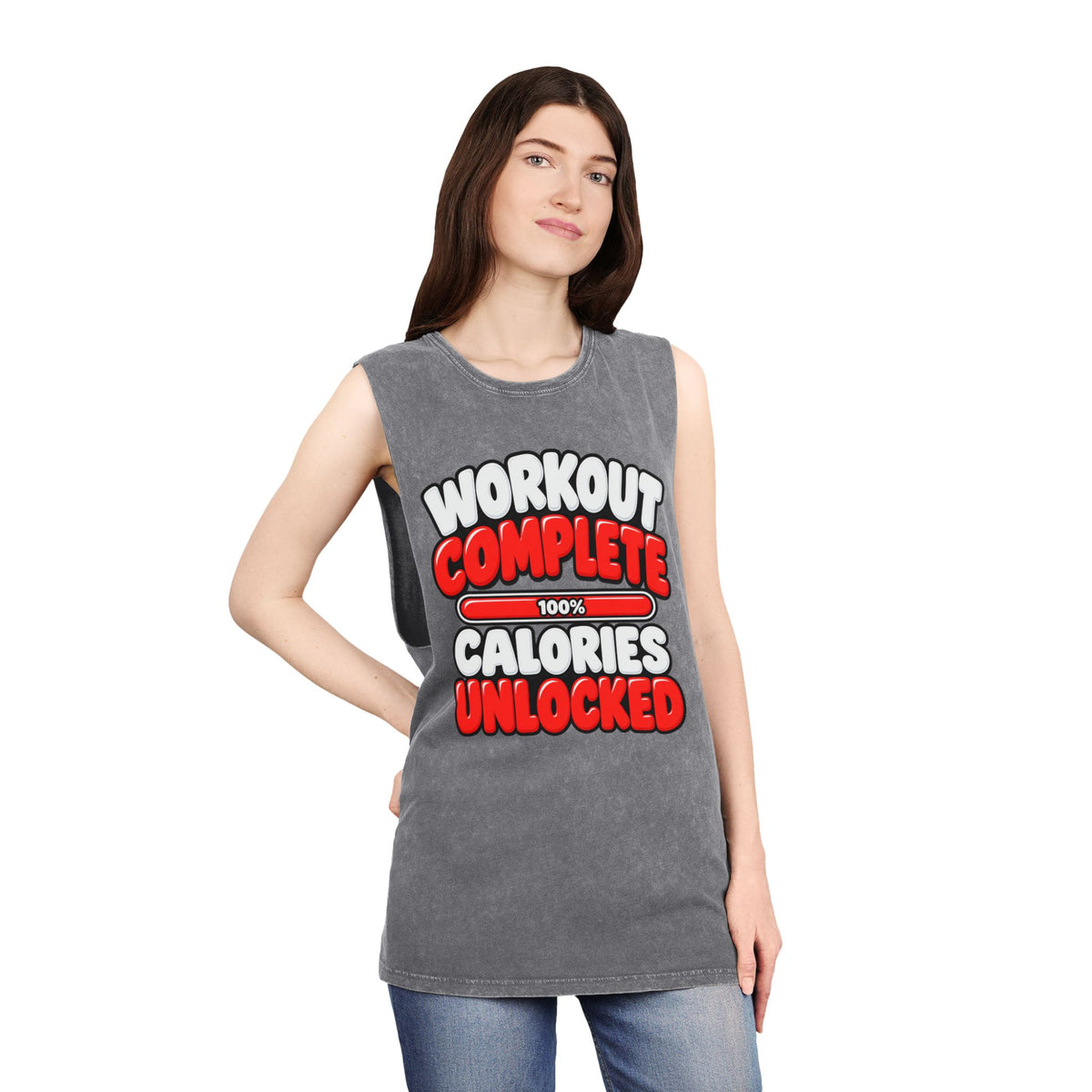 Workout Complete — Calories Unlocked – Stonewash Tank