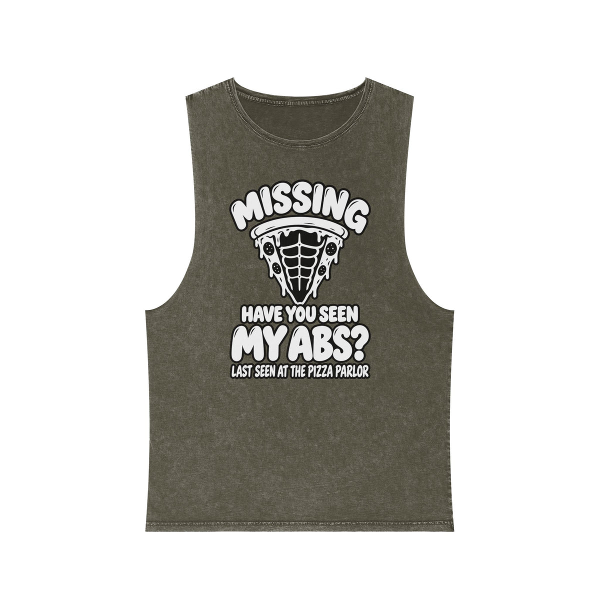 Missing: Have You Seen My Abs? / Last Seen at the Pizza Parlor – Stonewash Tank