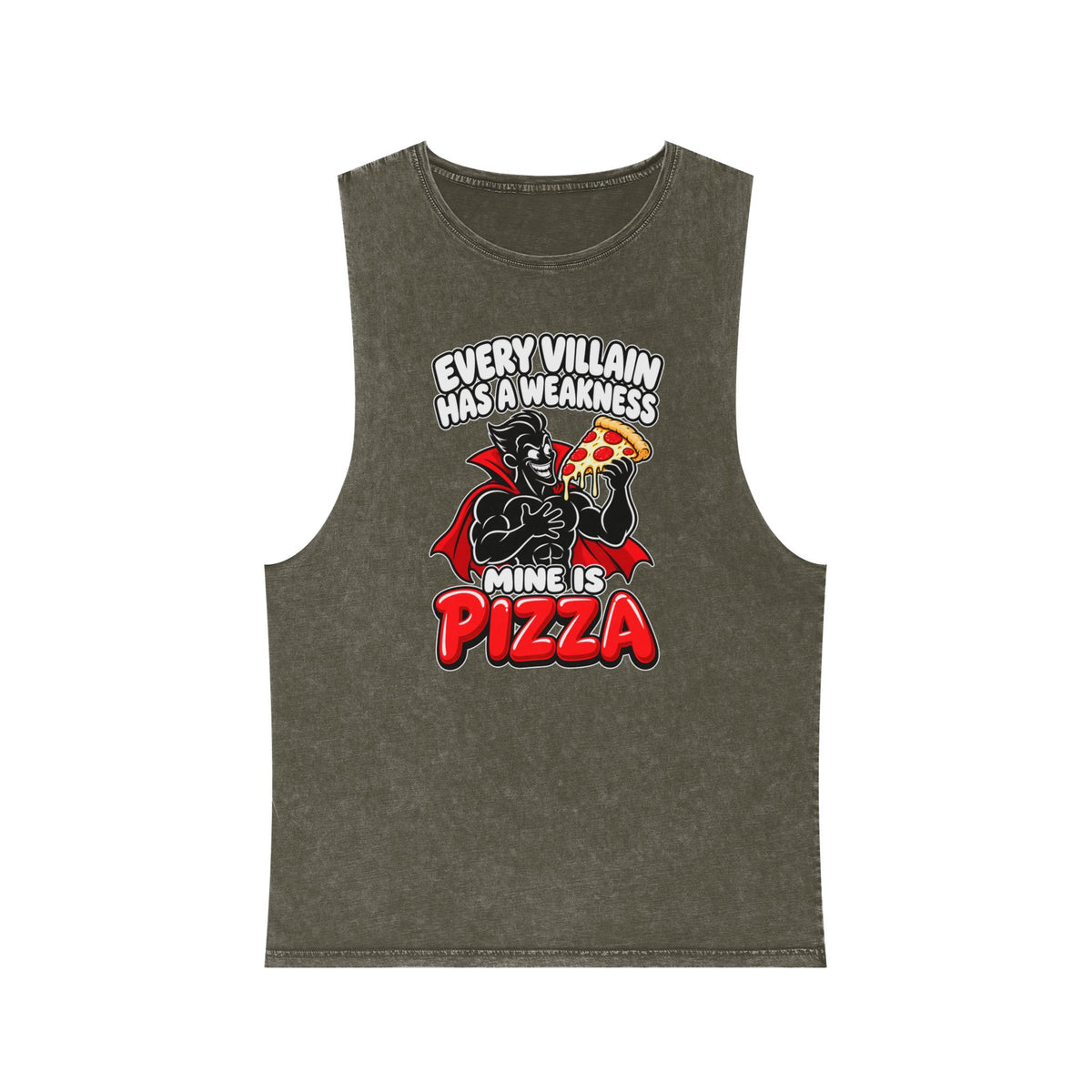 Every Villain Has a Weakness: Pizza – Stonewash Tank