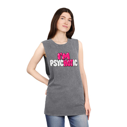 I’m Psychotic – Pink & White – Stonewash Tank