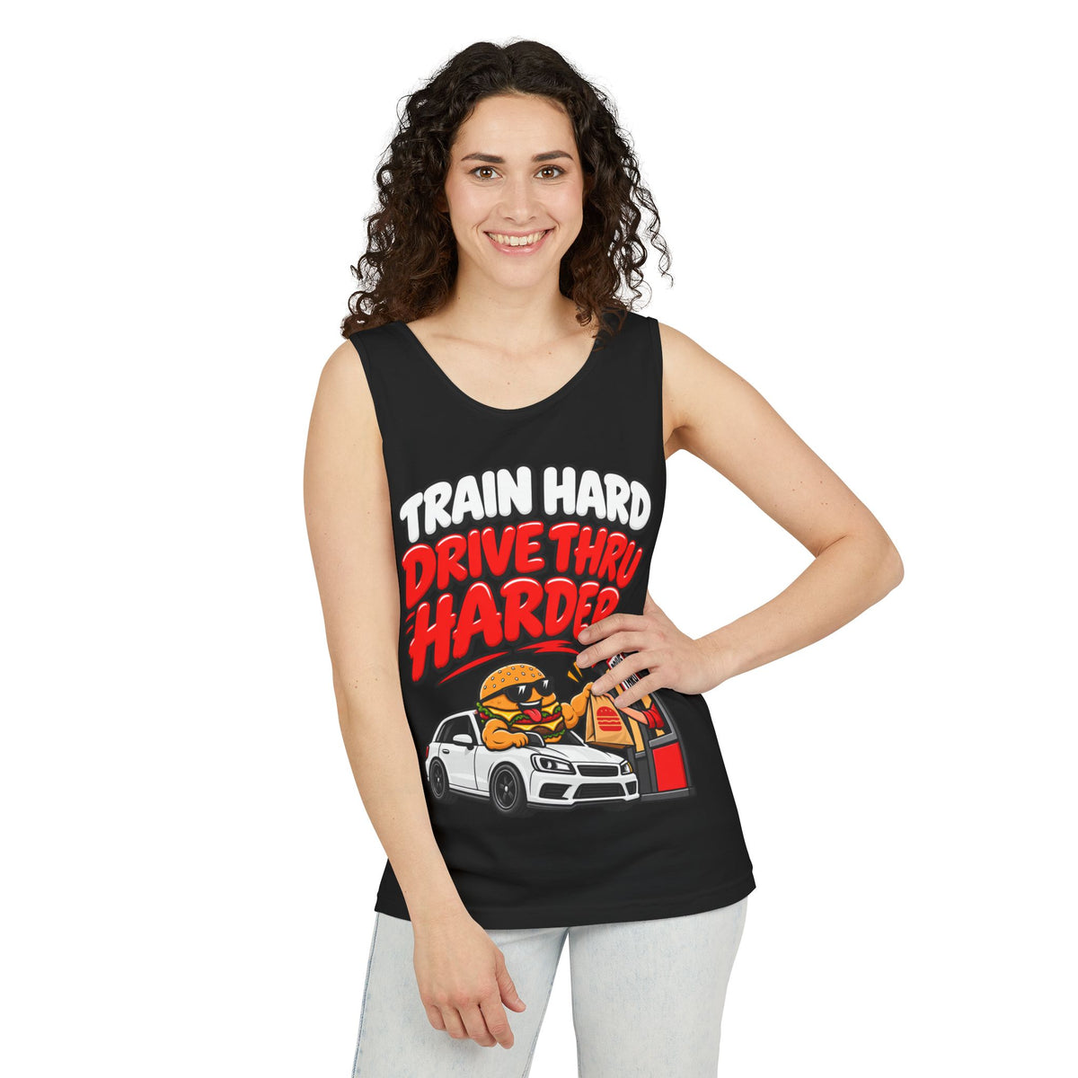 Train Hard Drive Thru Harder – Comfort Colors Garment-Dyed Tank