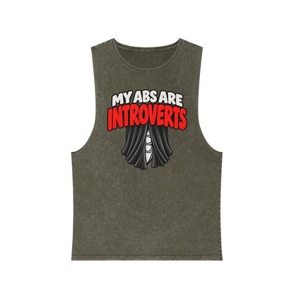 My Abs Are Introverts – Curtains – Stonewash Tank