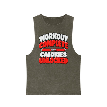 Workout Complete — Calories Unlocked – Stonewash Tank