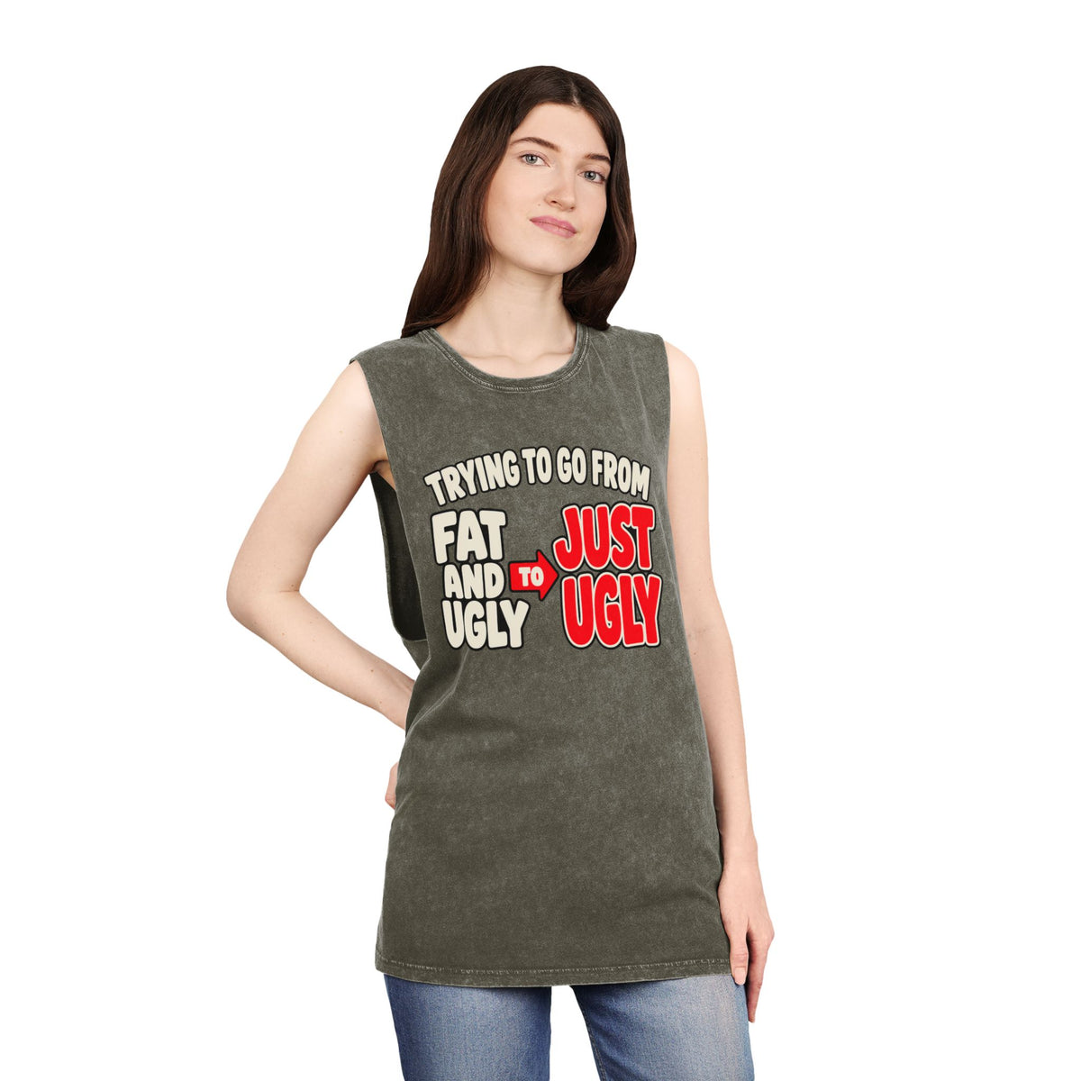 Trying to Go from Fat and Ugly to Just Ugly – Arrow – Stonewash Tank