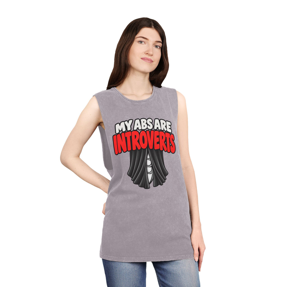My Abs Are Introverts – Curtains – Stonewash Tank