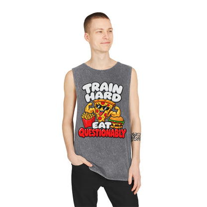 Train Hard Eat Questionably – Stonewash Tank