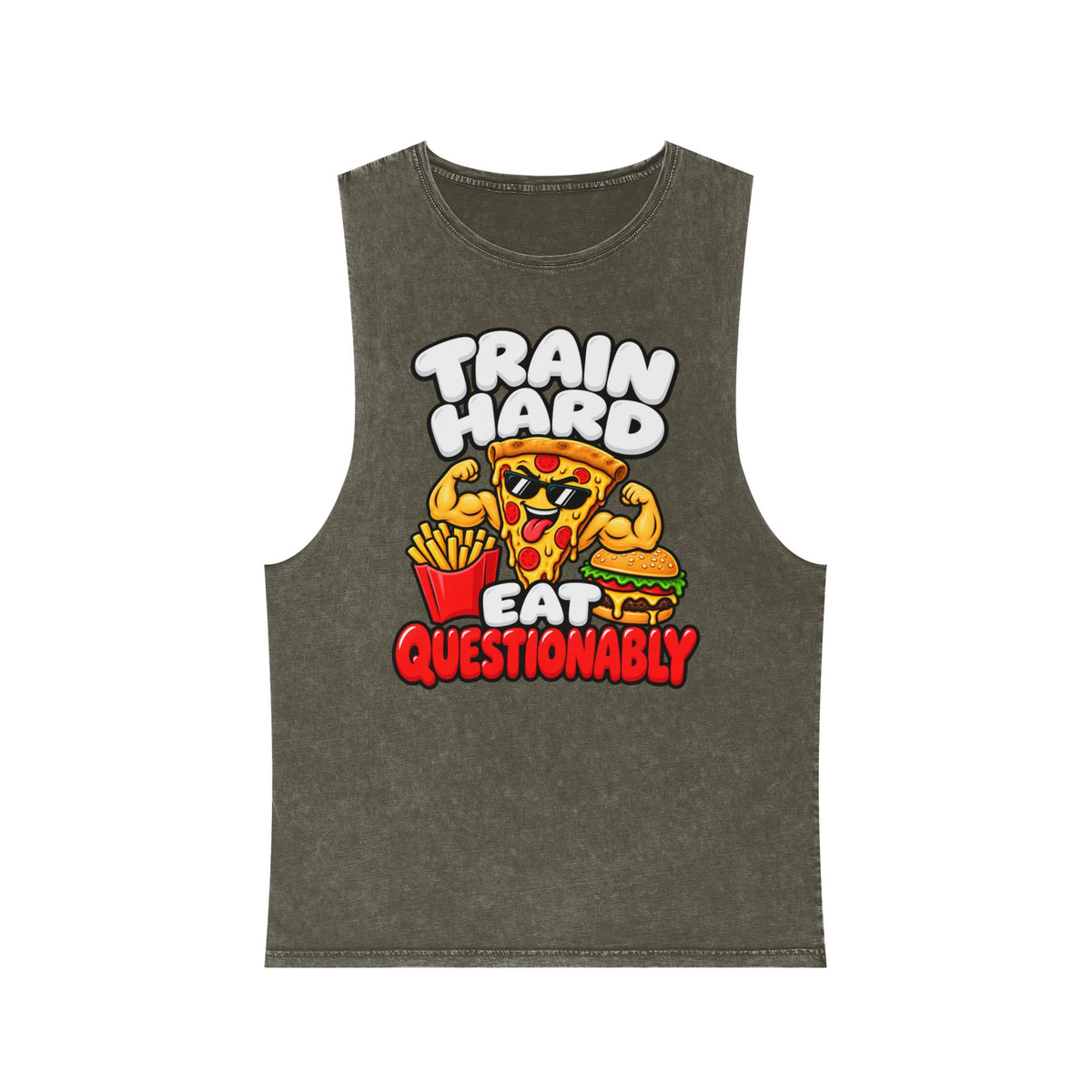 Train Hard Eat Questionably – Stonewash Tank