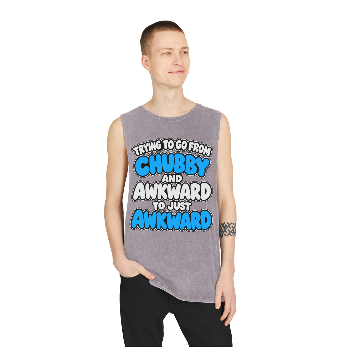 Trying to Go from Chubby and Awkward to Just Awkward – Stonewash Tank