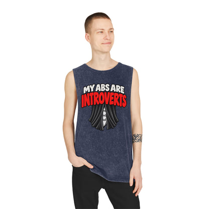 My Abs Are Introverts – Curtains – Stonewash Tank