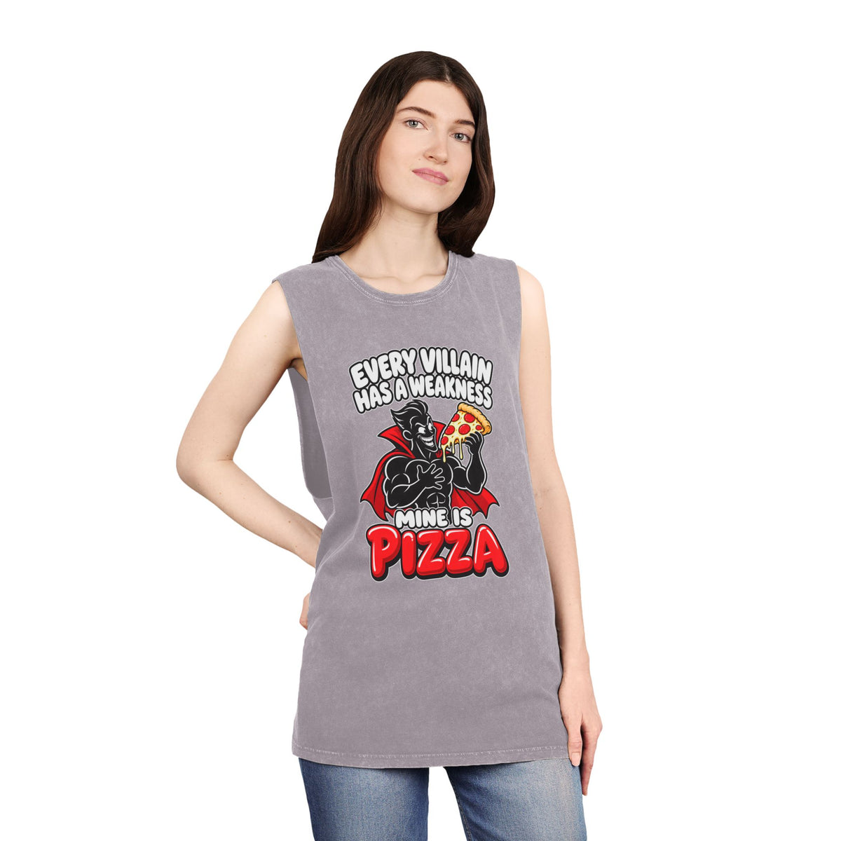 Every Villain Has a Weakness: Pizza – Stonewash Tank