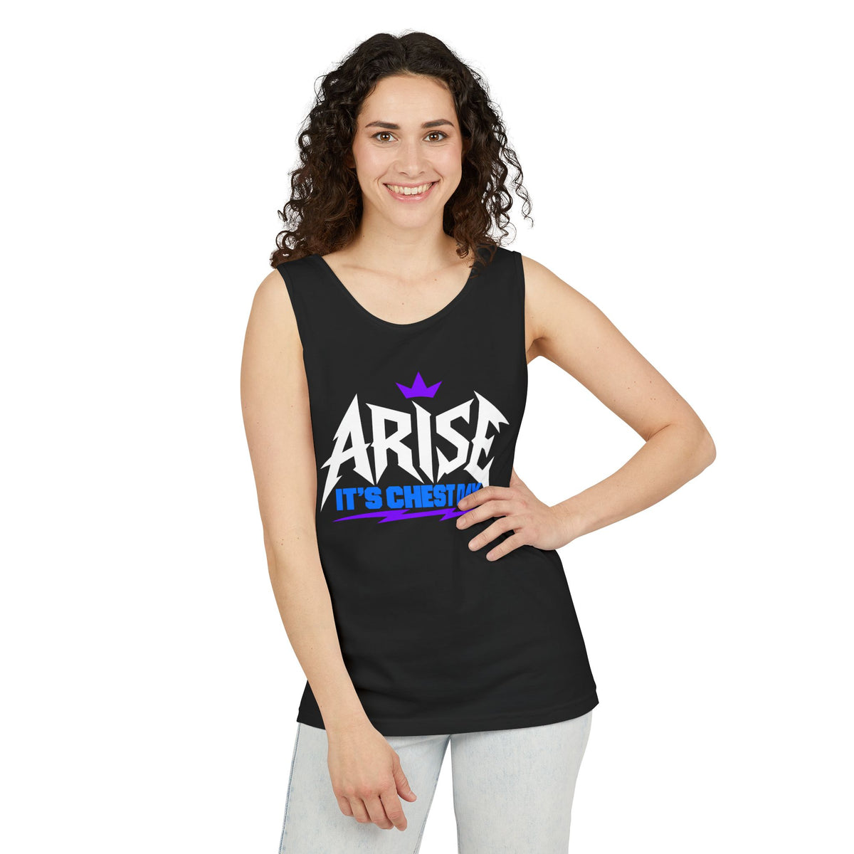 Arise, It’s Chest Day – Minimal Crown – Comfort Colors Garment-Dyed Tank