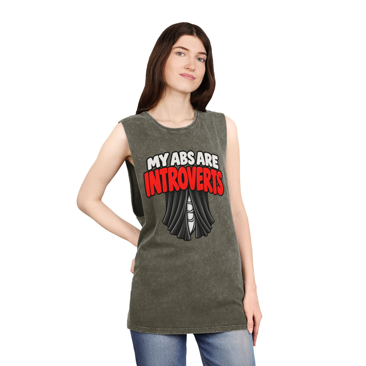 My Abs Are Introverts – Curtains – Stonewash Tank