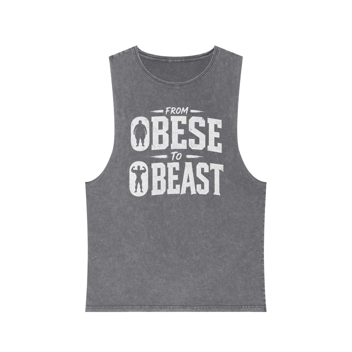 From Obese to Beast Stonewash Tank Top — Motivational Gym Workout Shirt