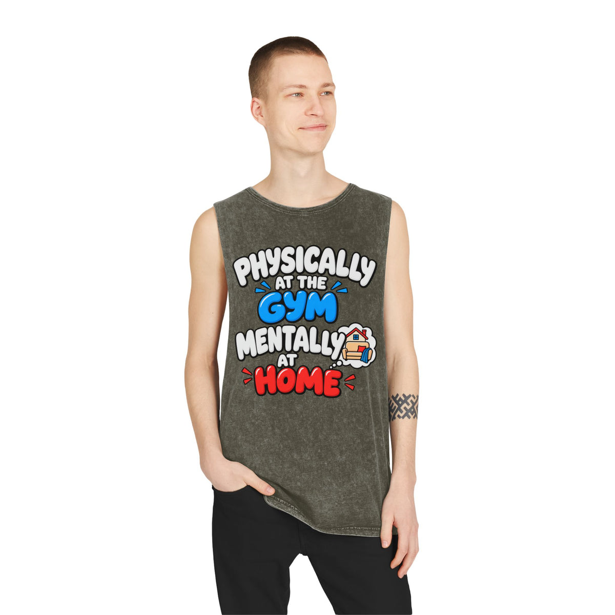Physically at the Gym Mentally at Home – Stonewash Tank