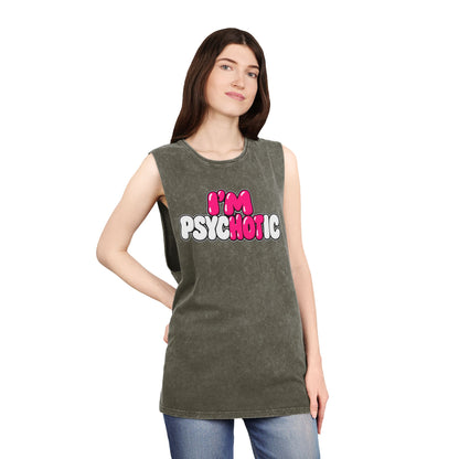I’m Psychotic – Pink & White – Stonewash Tank