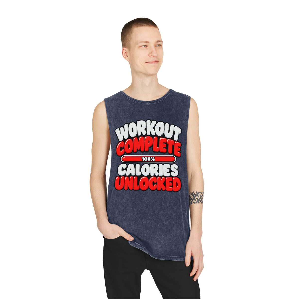 Workout Complete — Calories Unlocked – Stonewash Tank