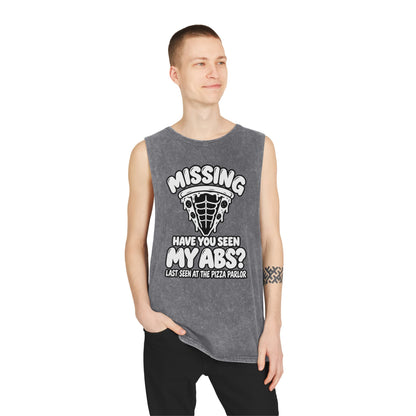 Missing: Have You Seen My Abs? / Last Seen at the Pizza Parlor – Stonewash Tank