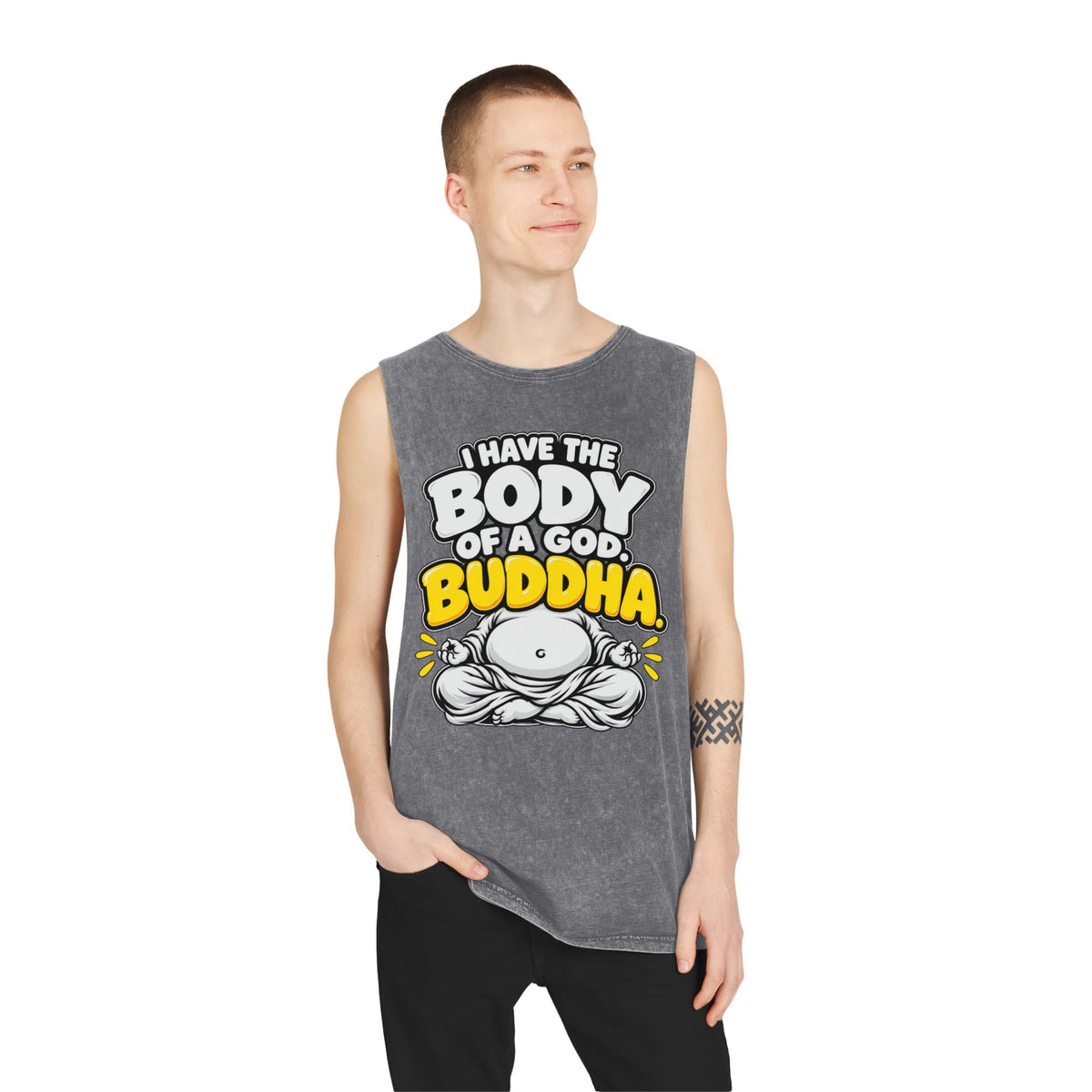 I Have the Body of a God: Buddha – Stonewash Tank
