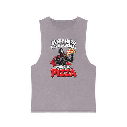 Every Hero Has a Weakness: Pizza – Stonewash Tank