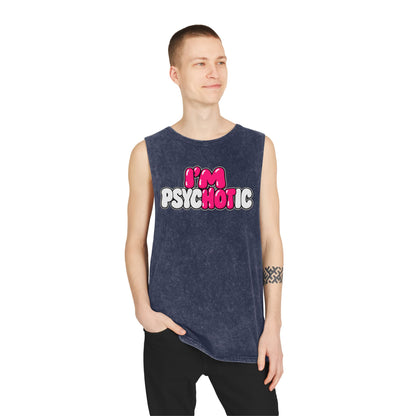 I’m Psychotic – Pink & White – Stonewash Tank