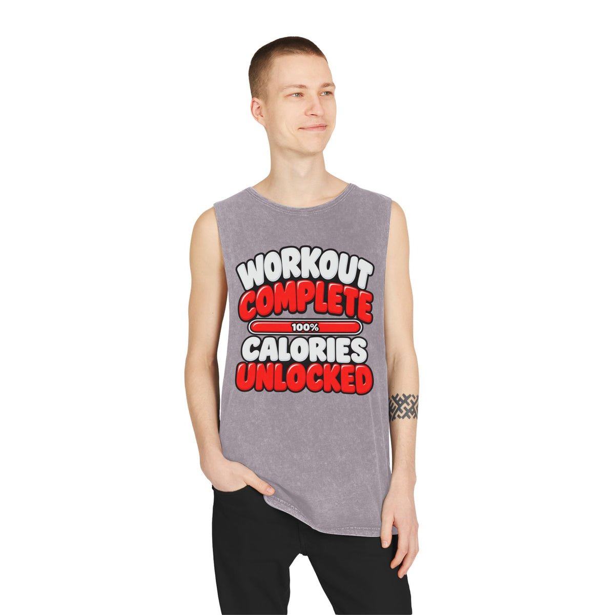 Workout Complete — Calories Unlocked – Stonewash Tank