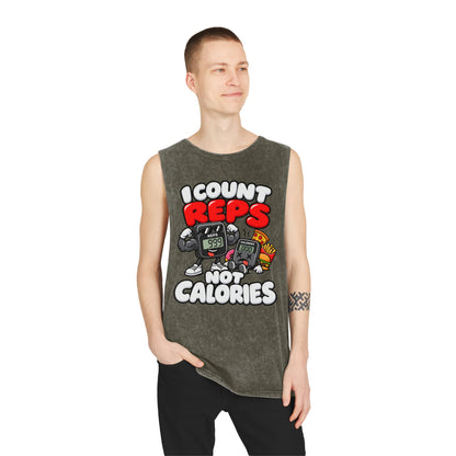 I Count Reps Not Calories – Stonewash Tank
