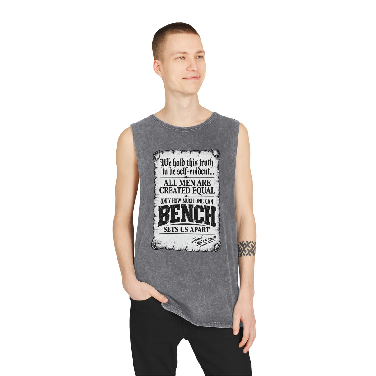 All Men Are Created Equal – Scroll Design – Stonewash Tank