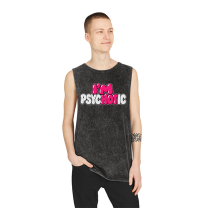 I’m Psychotic – Pink & White – Stonewash Tank