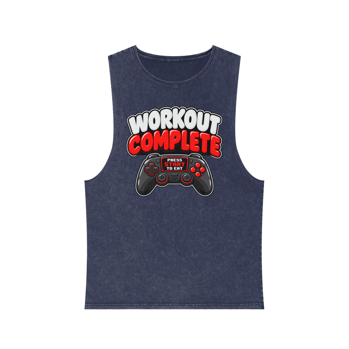 Workout Complete — Press Start to Eat – Stonewash Tank