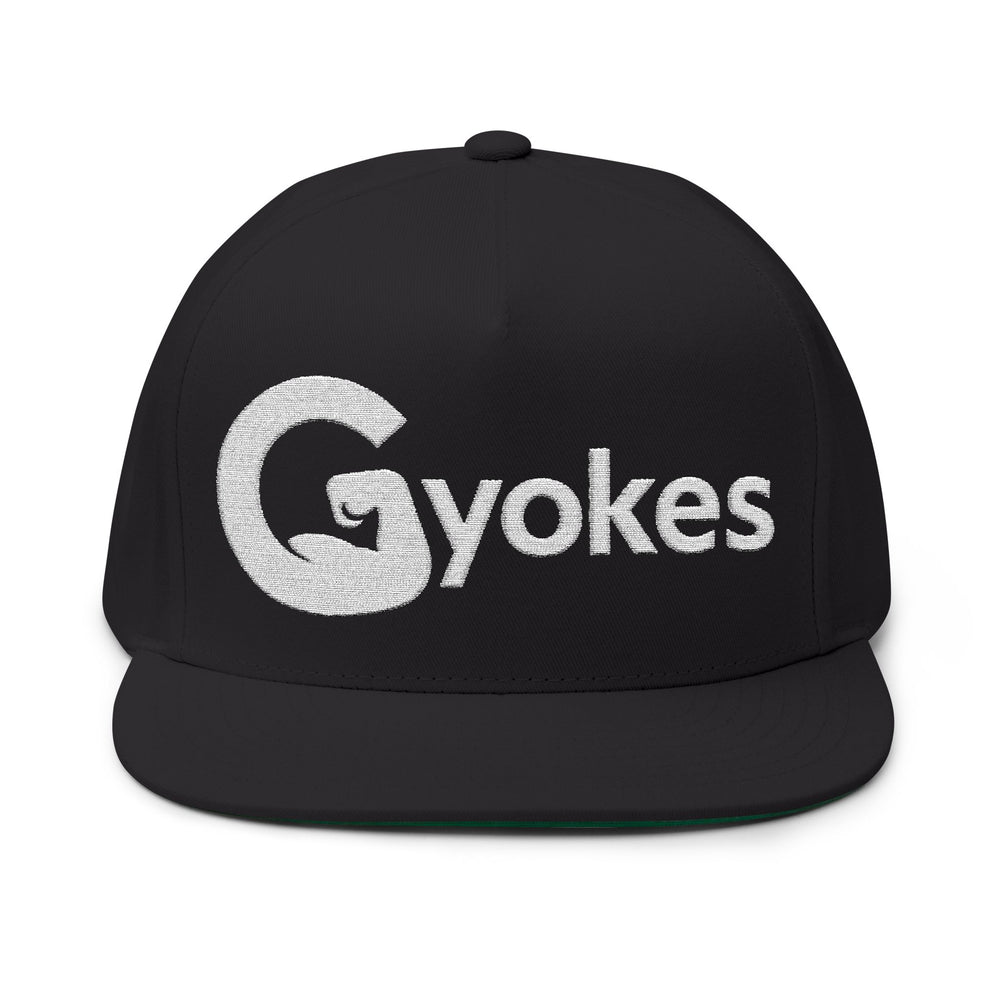 Embroidered 'Gyokes' Flat Bill Cap — Black Streetwear Snapback