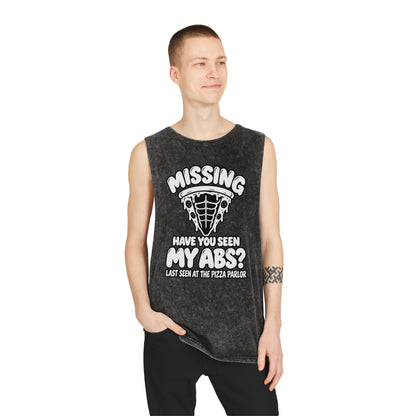 Missing: Have You Seen My Abs? / Last Seen at the Pizza Parlor – Stonewash Tank