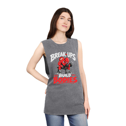 Break-Ups Build Bodies Stonewash Tank — Funny Gym Workout Muscle Tank