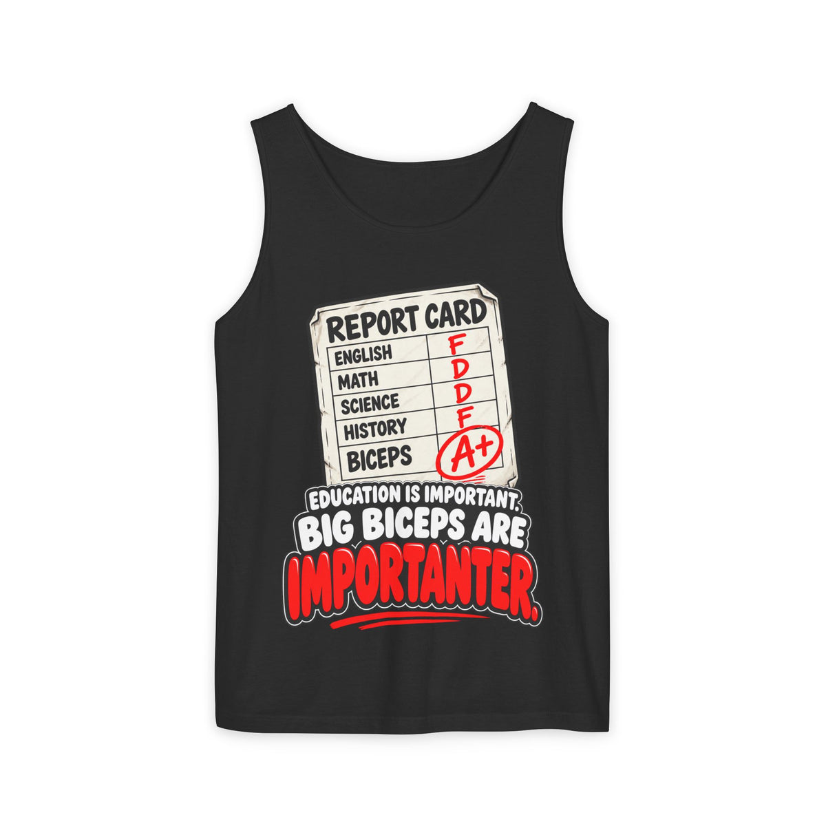Education Is Important / Big Biceps Are Importanter – Comfort Colors Garment-Dyed Tank
