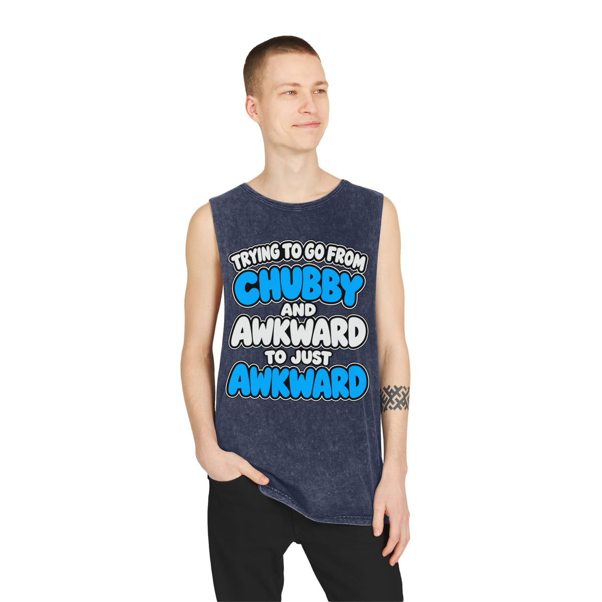 Trying to Go from Chubby and Awkward to Just Awkward – Stonewash Tank