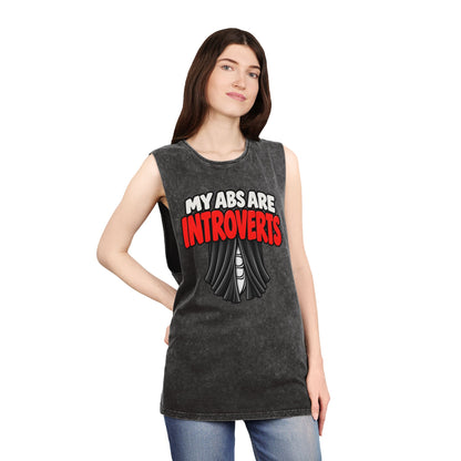 My Abs Are Introverts – Curtains – Stonewash Tank
