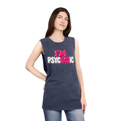 I’m Psychotic – Pink & White – Stonewash Tank