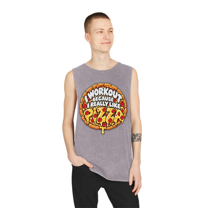 I Workout Because I Really Like Pizza – Stonewash Tank