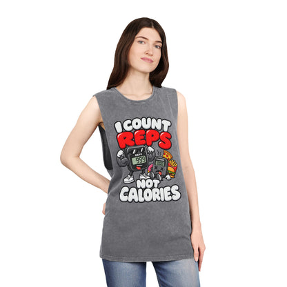 I Count Reps Not Calories – Stonewash Tank
