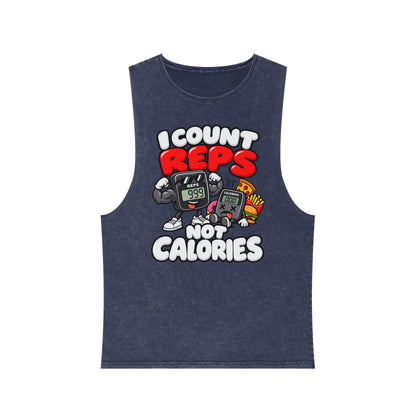 I Count Reps Not Calories – Stonewash Tank