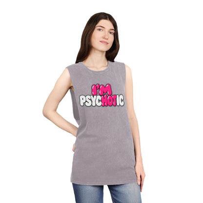 I’m Psychotic – Pink & White – Stonewash Tank