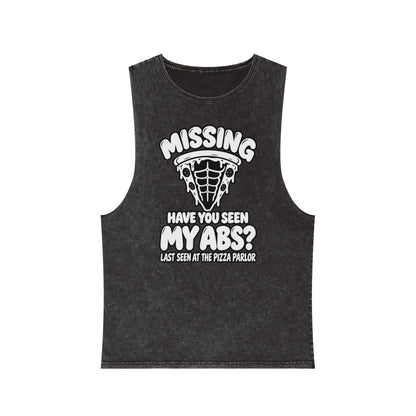 Missing: Have You Seen My Abs? / Last Seen at the Pizza Parlor – Stonewash Tank